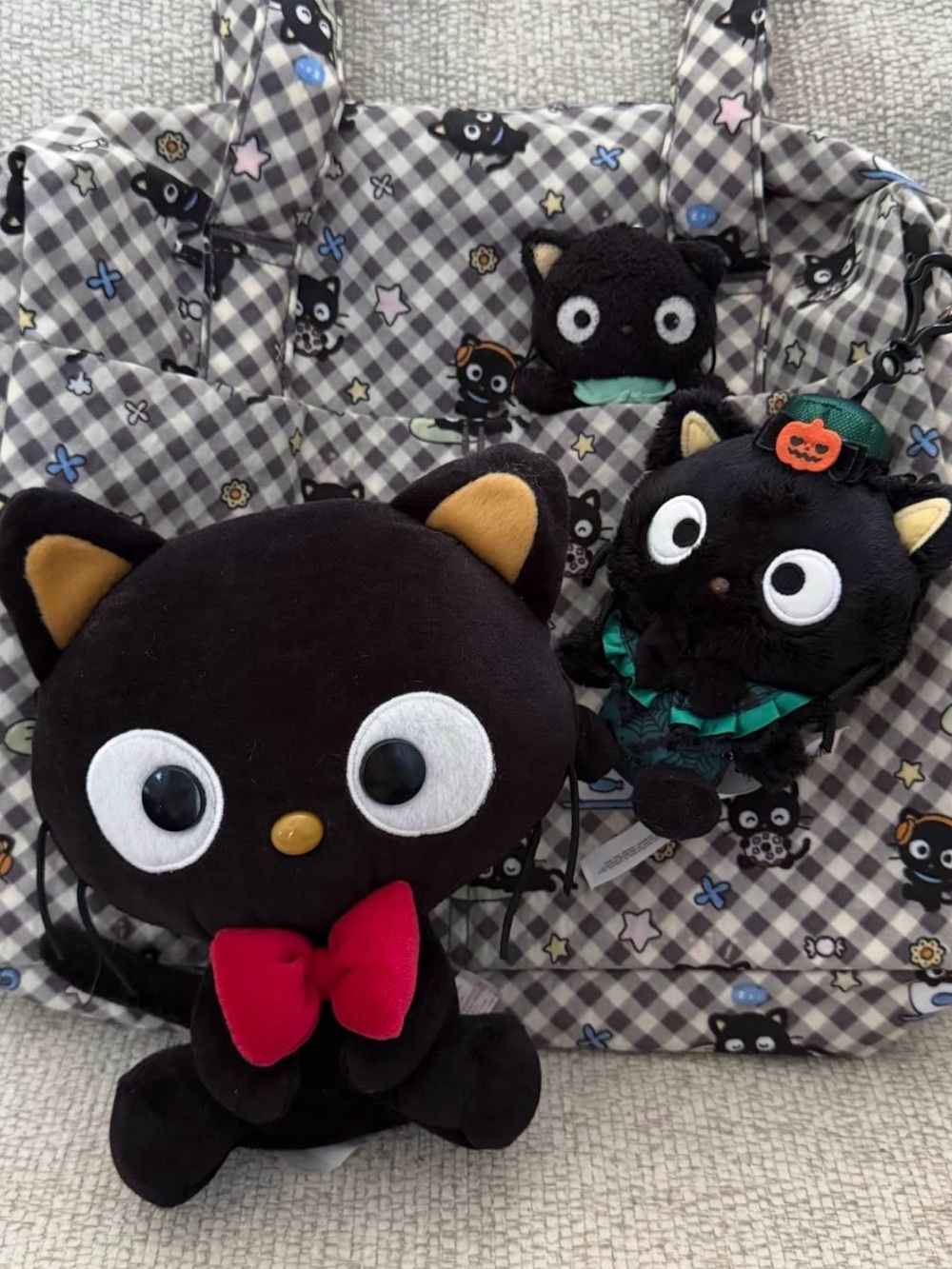 Baggu Chococat Everyday Cloud Bag Grey Gingham BAGGU SANRIO Chococat Baggu